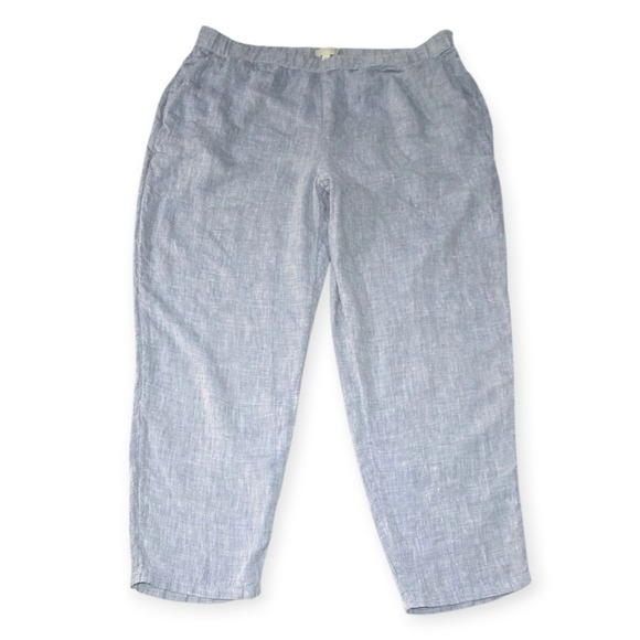 Eileen Fisher‎ Petite Organic Linen Crop Pants Pale Blue Chambray PL - Picture 6 of 11